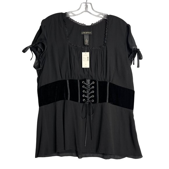 New Lane Bryant‎ Corset Style Top Womens Plus Size 16 Black Goth Whimsigoth - Picture 1 of 10